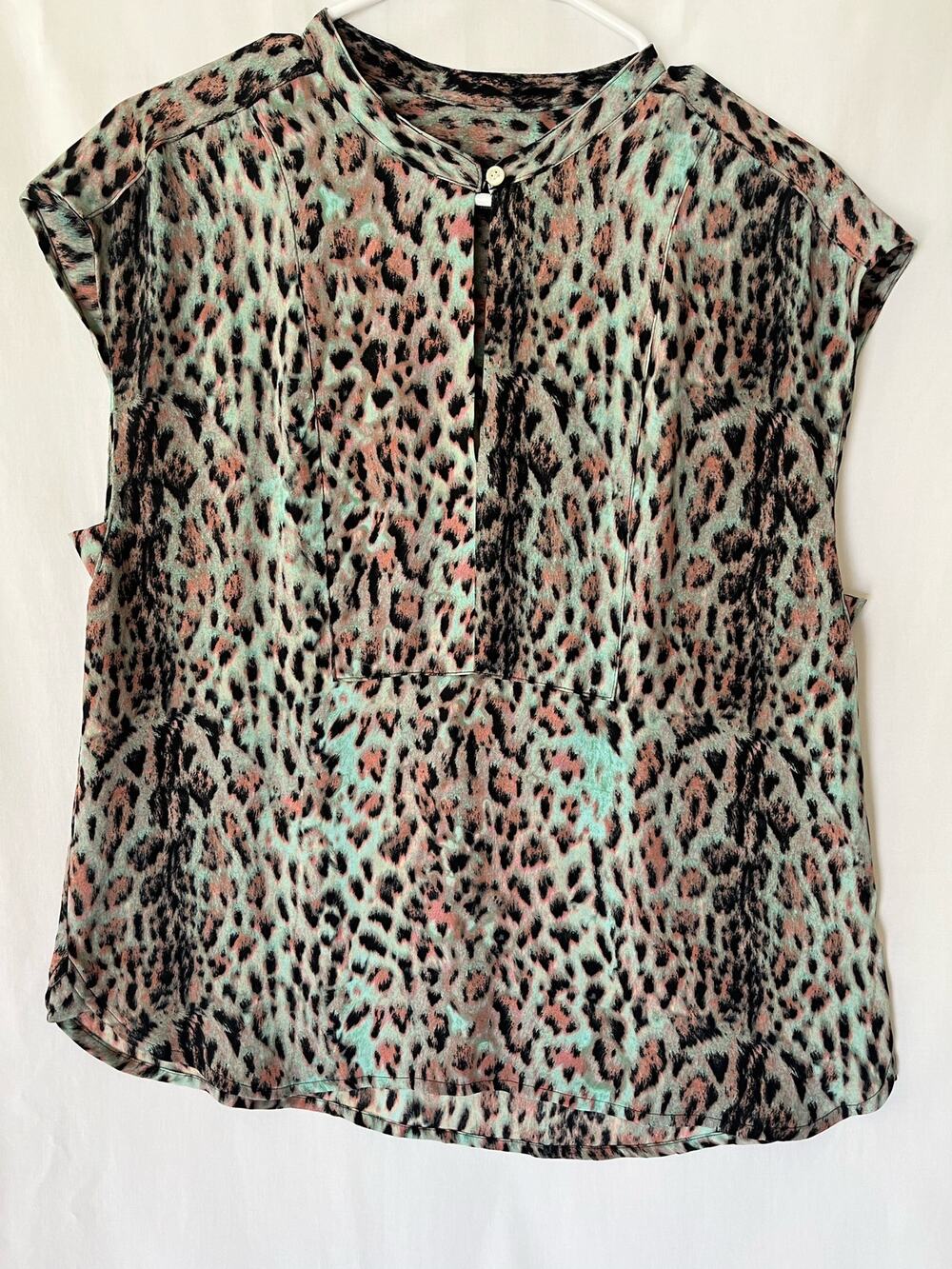 J.Crew Women's Animal Print Blouse Multicolor Short Sleeve Top Casual Medium